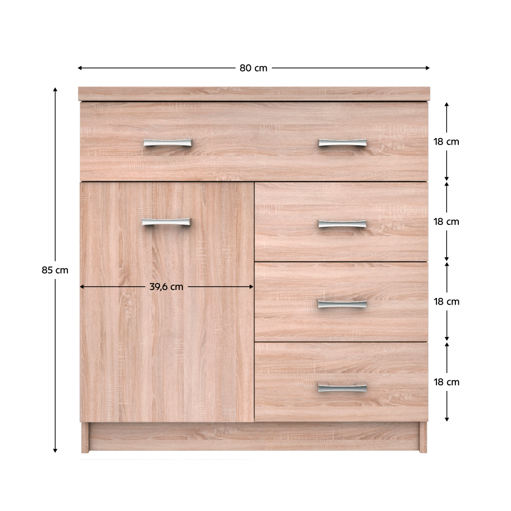 Obrázok Komoda 1D4S, dub sonoma, TOPTY TYP 20