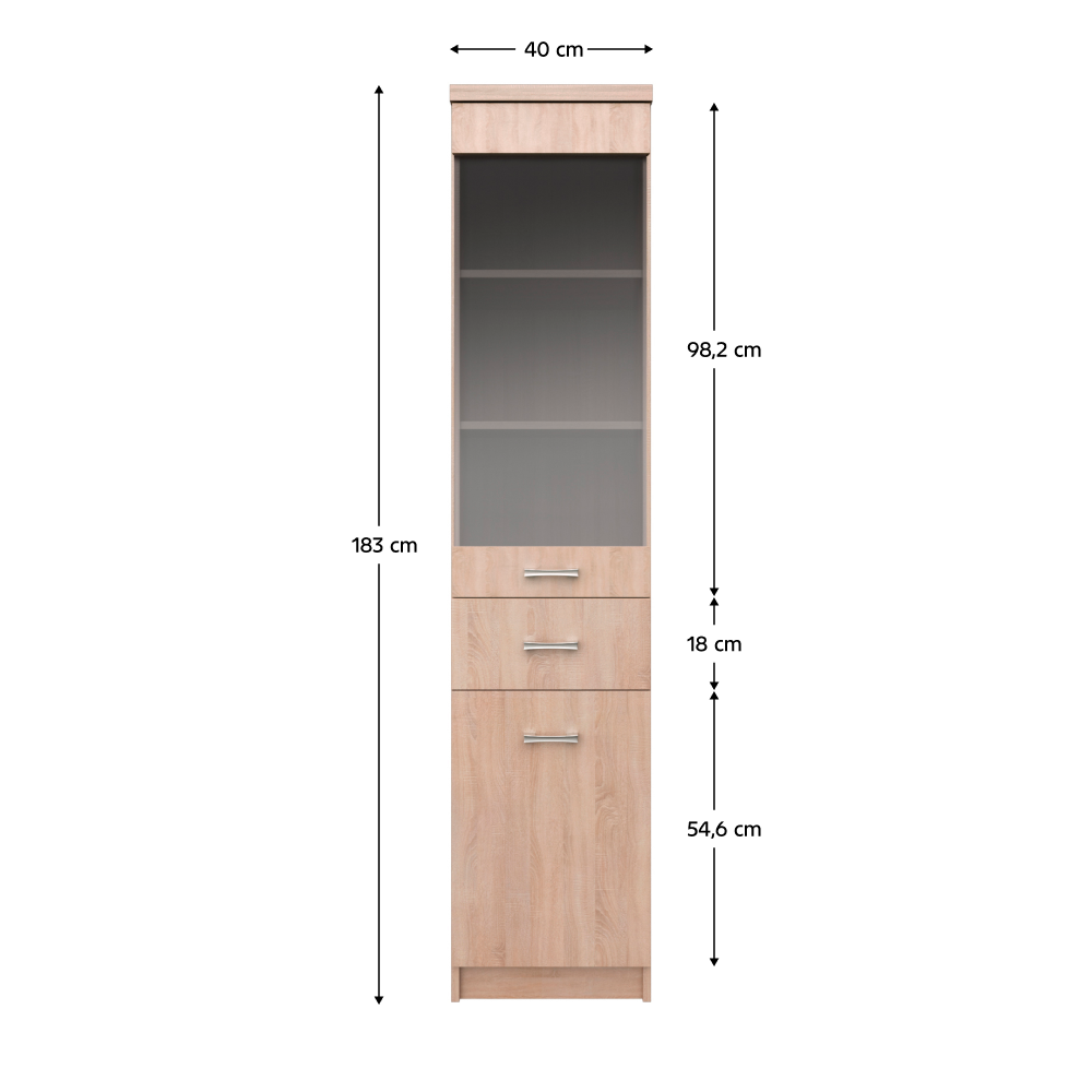 Obrázok Vitrína 1D1W1S, dub sonoma, TOPTY TYP 32
