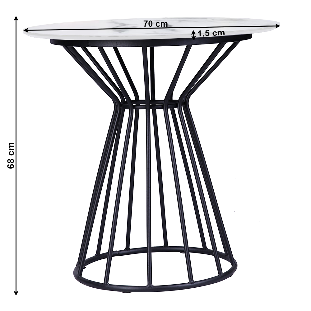 Obrázok Jedálenský stôl, biela/čierna, priemer 70 cm, TEGAN