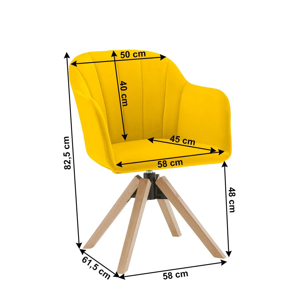 Obrázok Otočné kreslo, žltá Velvet/buk, DALIO