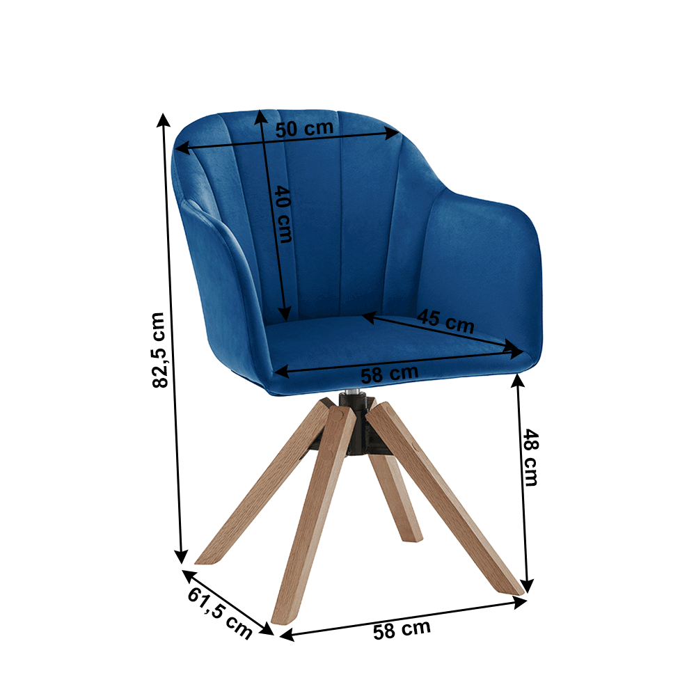 Obrázok Otočné kreslo, velvet látka, tmavomodrá/buk, DALIO